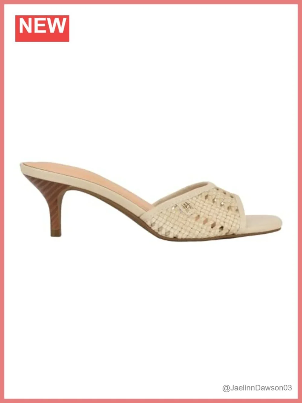 Faux Leather Woven Slide Heels Kitten Heels Open Toe Sandals Women's